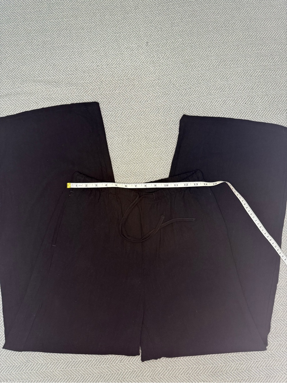 Black Linen Blend Wide Leg Lounge Pants Minimalist Relaxed Fit NWOT - Picture 6 of 7